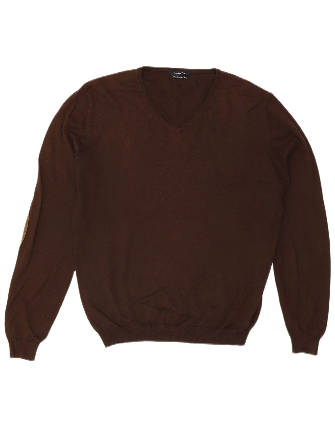 Maglione da uomo con scollo a V Massimo Dutti in cashmere marrone medio