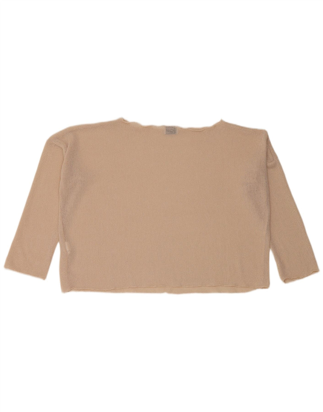Top corto oversize da donna Zara manica 3/4 UK 10 piccolo poliestere beige