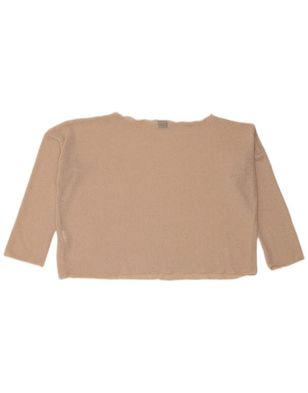 Top corto oversize da donna Zara manica 3/4 UK 10 piccolo poliestere beige