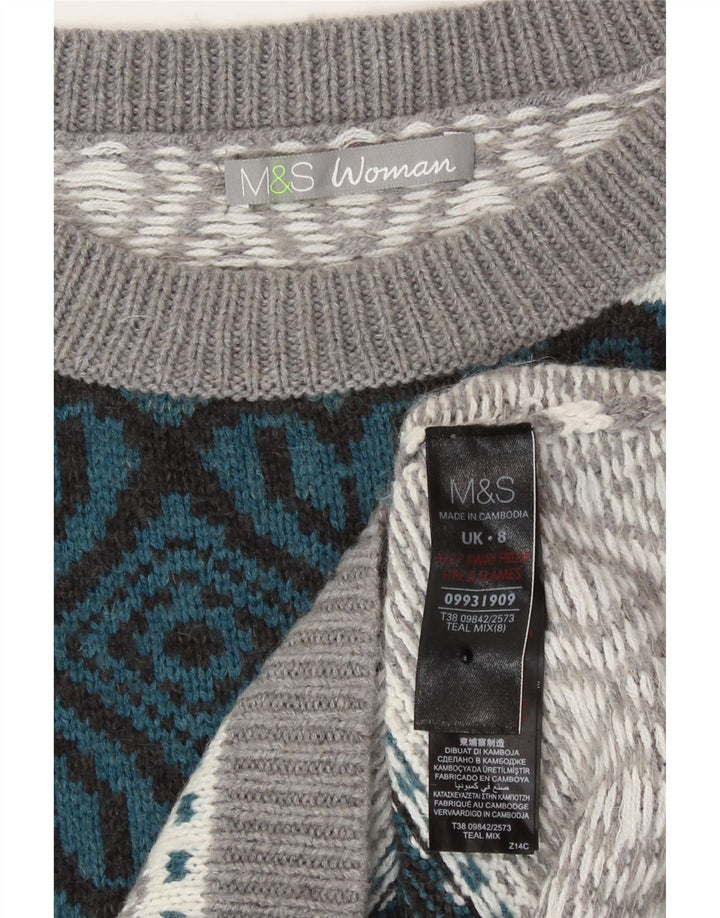 Canotta oversize da donna Marks & Spencer UK 8 piccola grigia geometrica