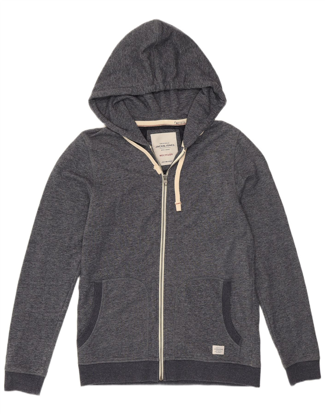 Maglione con cappuccio e zip da uomo Jack & Jones Poliestere chiazzato grigio medio