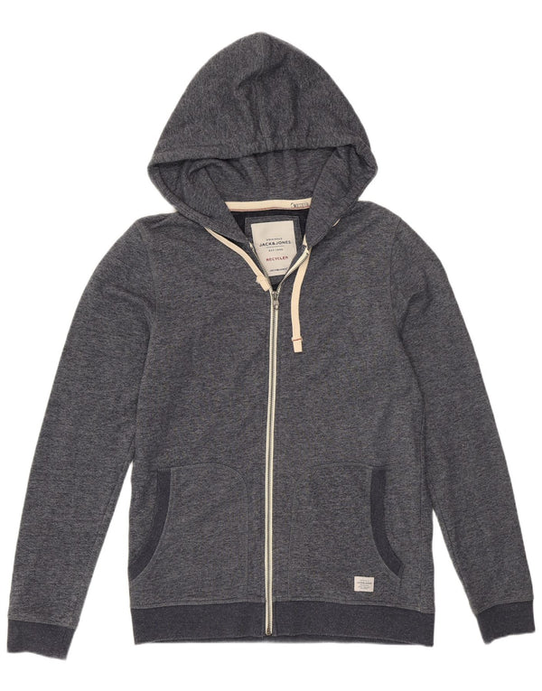 Maglione con cappuccio e zip da uomo Jack & Jones Poliestere chiazzato grigio medio