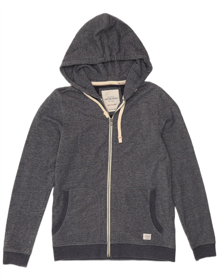 Maglione con cappuccio e zip da uomo Jack & Jones Poliestere chiazzato grigio medio