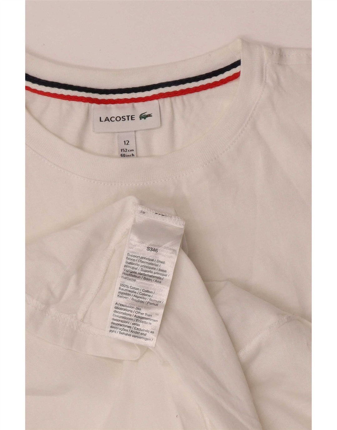 T-shirt da bambino Lacoste 11-12 anni in cotone bianco