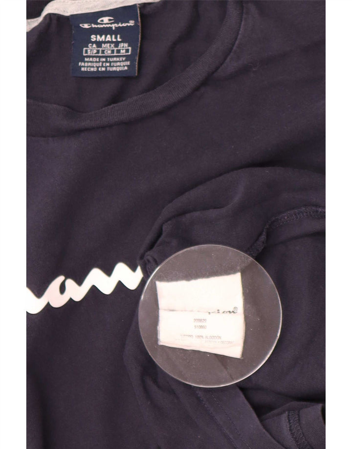 T-shirt grafica da uomo Champion Top piccola in cotone blu navy