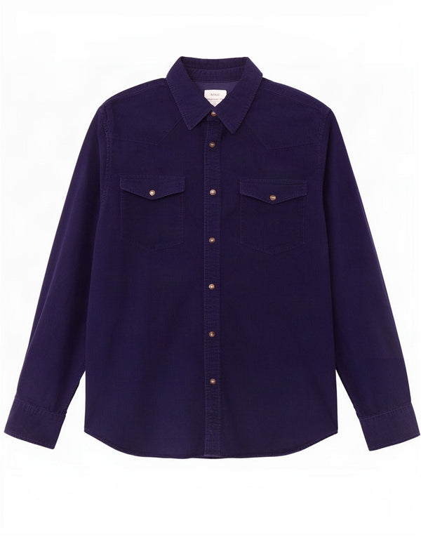 Camicia da uomo Marks & Spencer vestibilità regolare in velluto a coste cotone medio blu navy