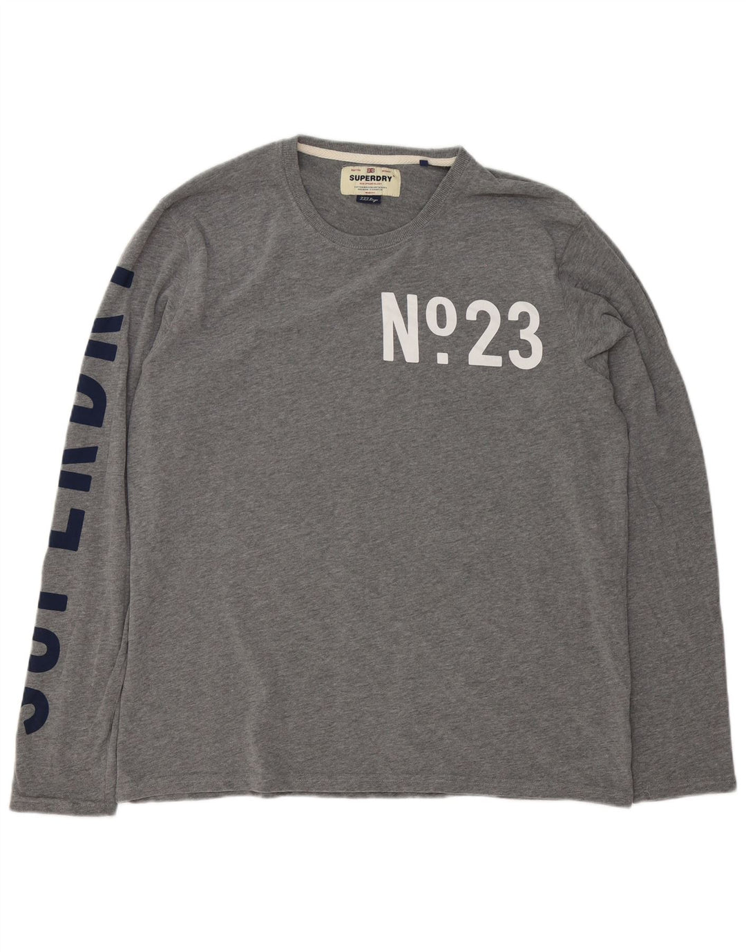 Top grafico da uomo a maniche lunghe Superdry 3XL in cotone grigio