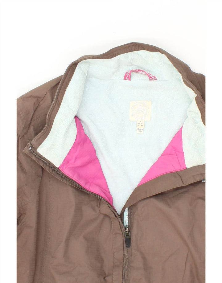 JOULES Womens Windbreaker Jacket UK 14 Large  Brown Polyester Vintage Joules and Second-Hand Joules from Messina Hembry 
