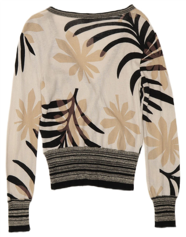 Maglione cardigan da donna ICEBERG UK 6 XS cotone floreale bianco sporco