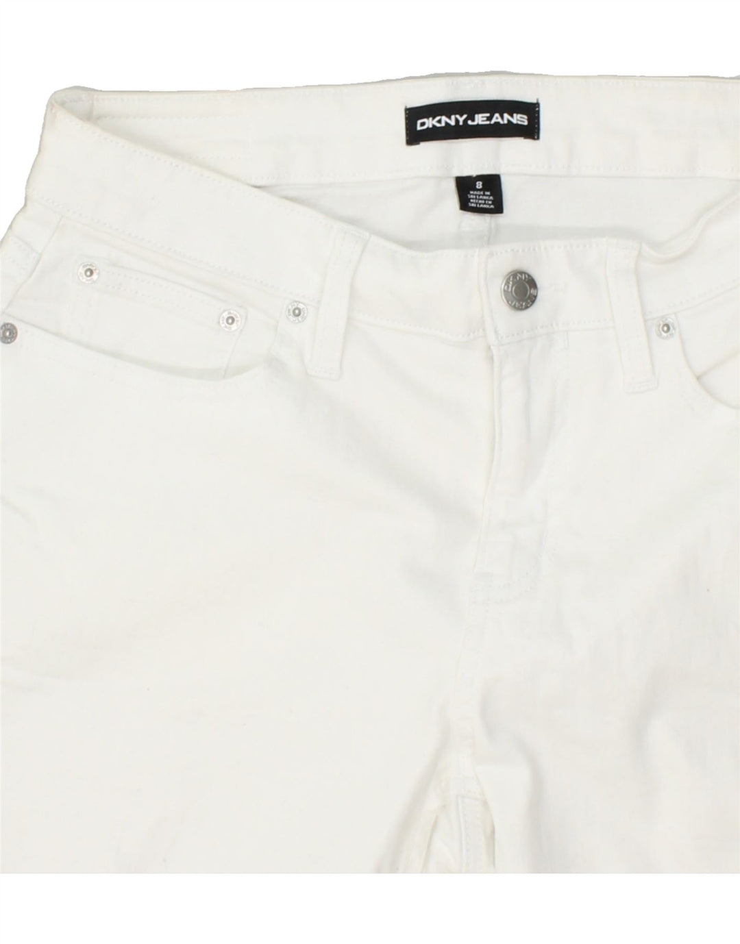 DKNY Womens Denim Shorts US 8 Medium W30  White Cotton | Vintage Dkny | Thrift | Second-Hand Dkny | Used Clothing | Messina Hembry 