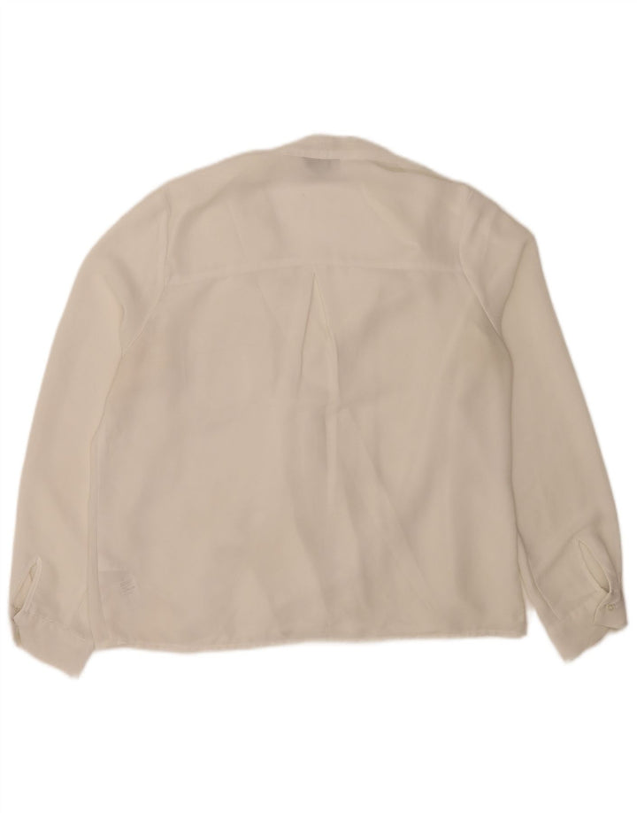 Topshop Camicetta a maniche lunghe da donna Top UK 12 Poliestere bianco medio