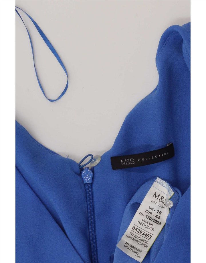 Abito a trapezio da donna Marks & Spencer UK 16 grande poliestere blu