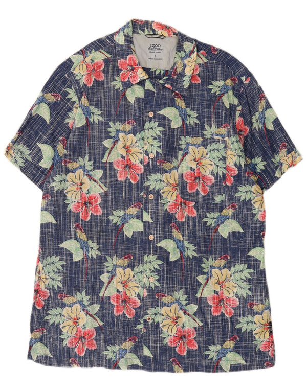 Camicia a maniche corte da uomo Izod Salt Water, grande cotone floreale blu