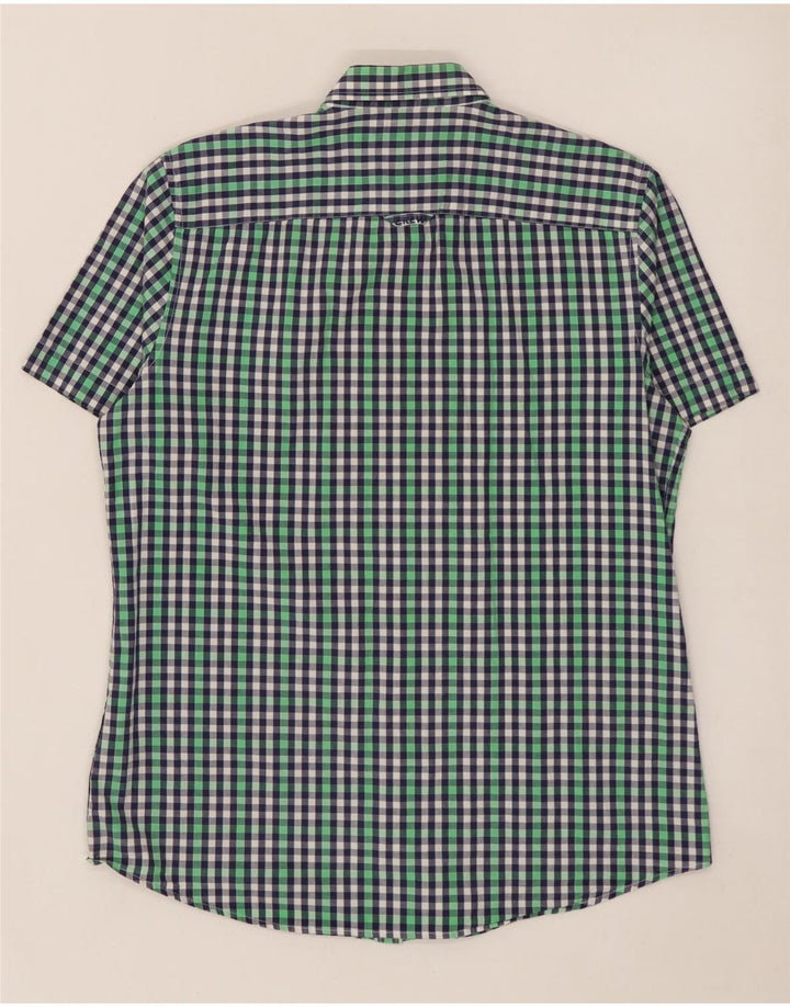 CREW CLOTHING Camicia da uomo a maniche corte in cotone a quadretti multicolore medio