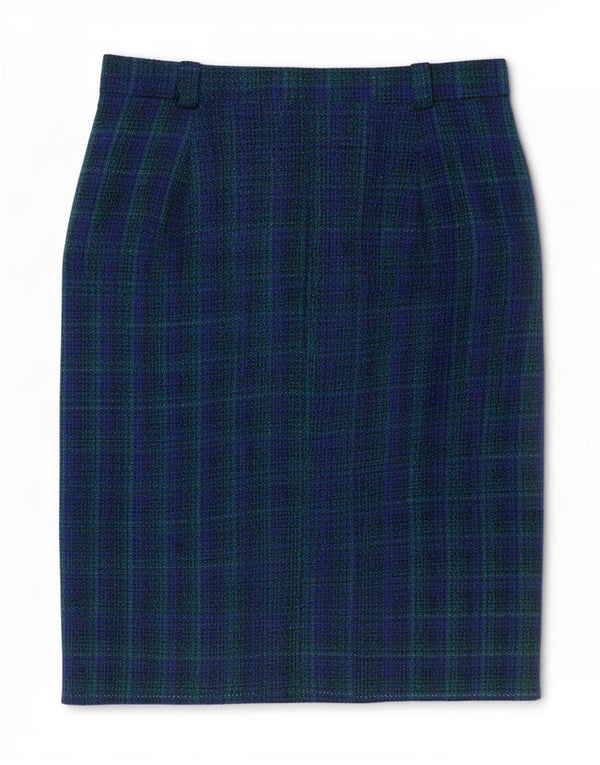 Gonna a tubino da donna Hucke UK 18 XL W34 Lana vergine a quadri blu