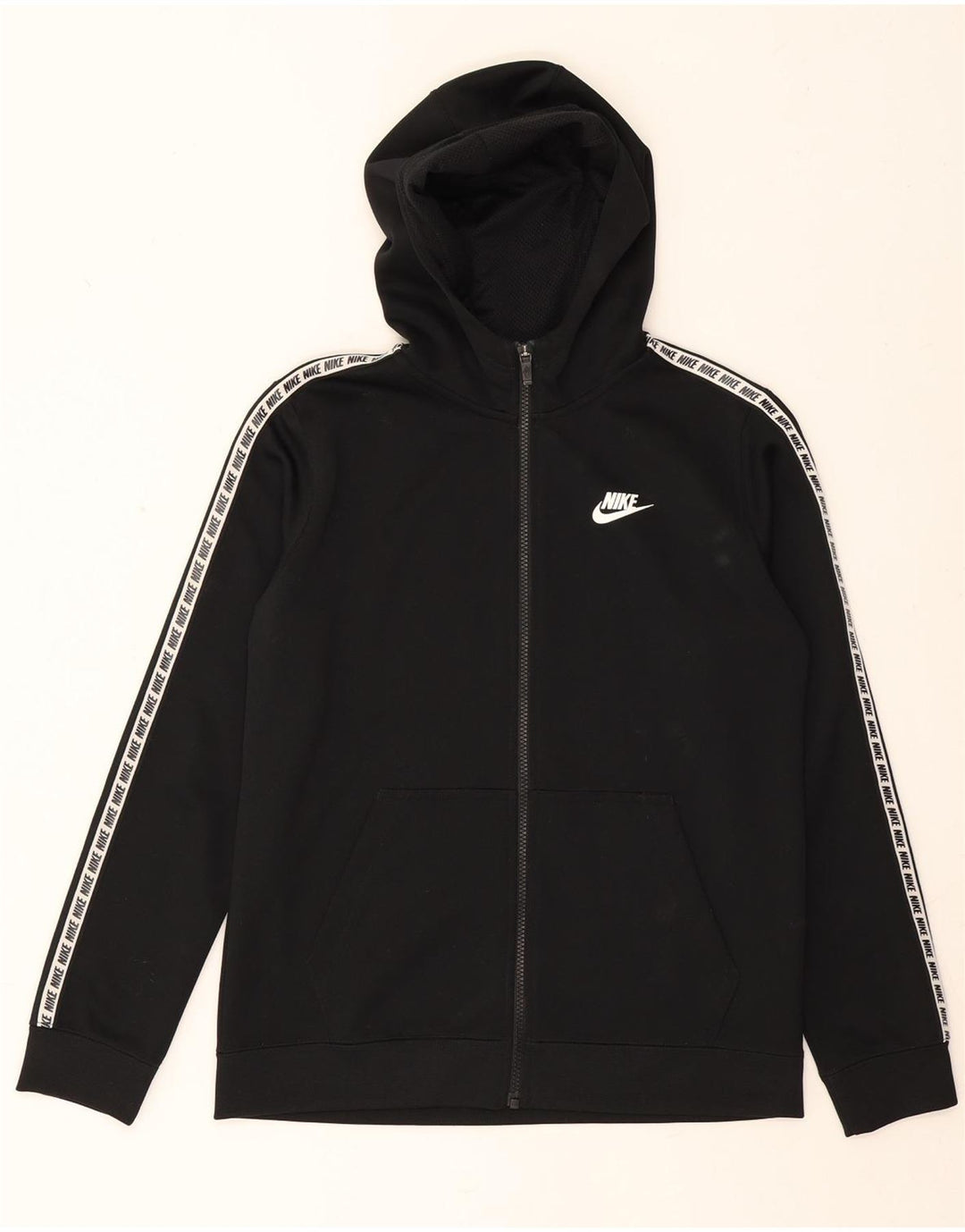NIKE Boys Graphic Zip Hoodie Sweater 13-14 Years XL  Black Polyester