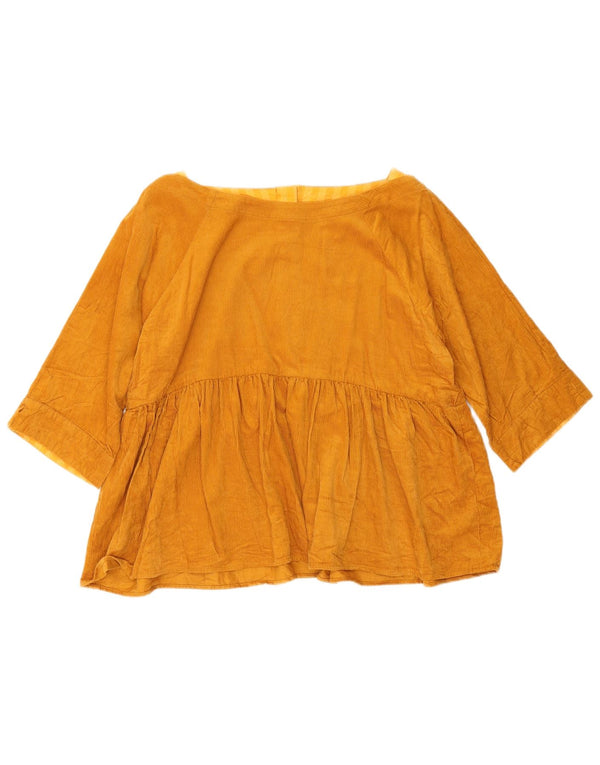 Camicetta oversize in velluto a coste da donna di Anthropologie Top UK 10 Small Giallo