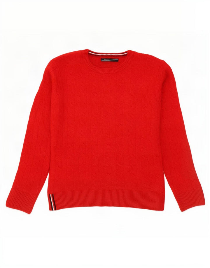 Maglione maglione girocollo da donna Tommy Hilfiger UK 14 lana rossa media
