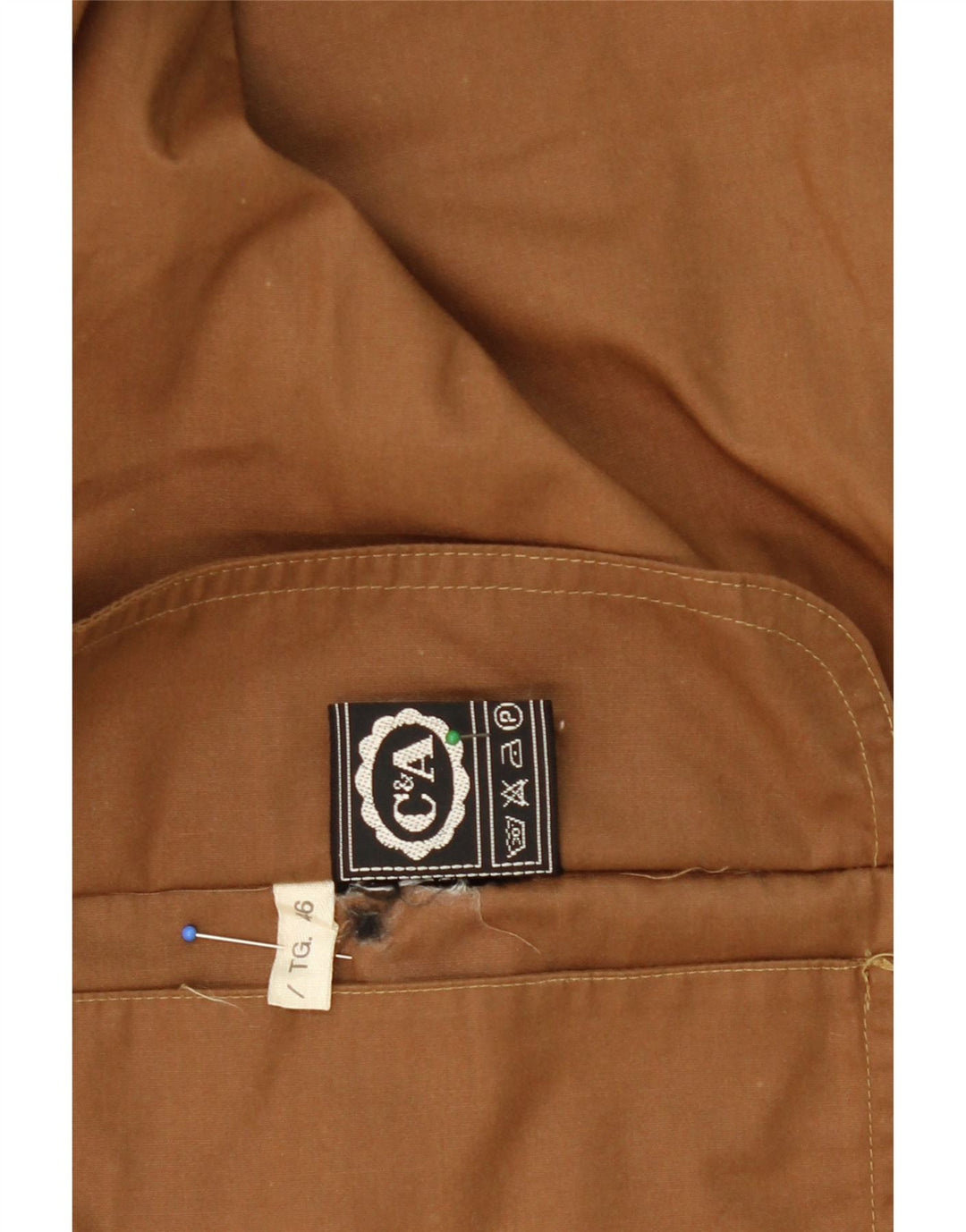 C&A Womens Reversible Jacket EU 46 XL Brown Striped Polyester Vintage C&A and Second-Hand C&A from Messina Hembry 