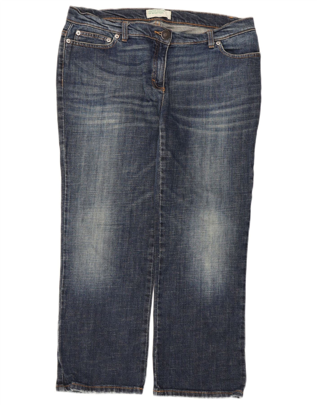 Jeans Cropped Benetton Donna W34 L25 Blu