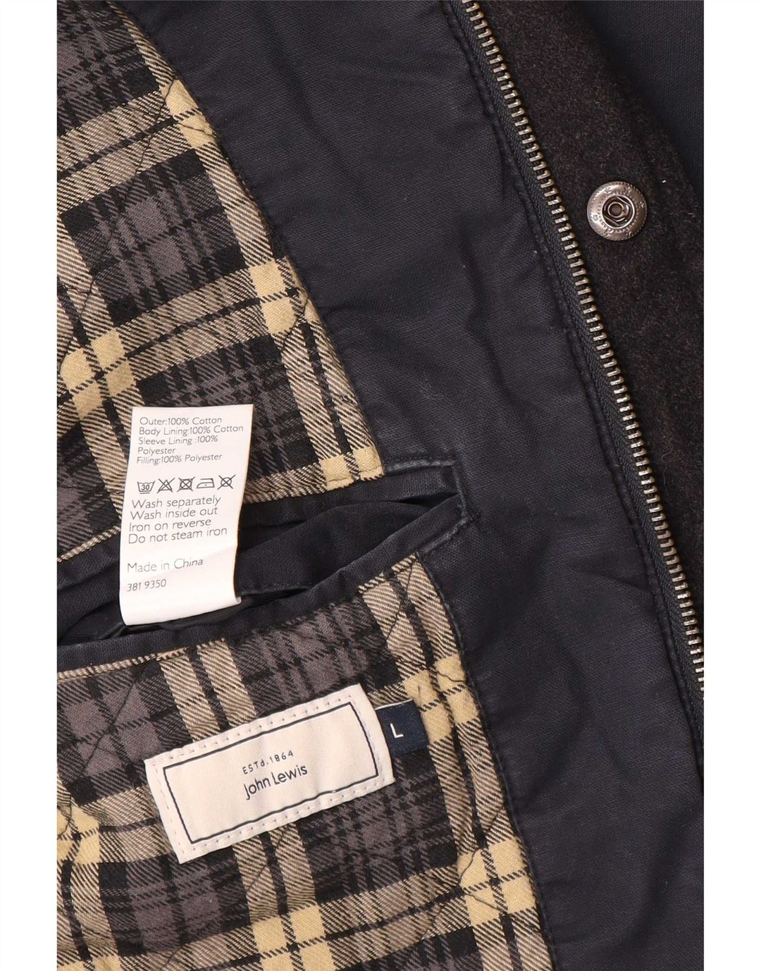 Giacca da uomo John Lewis UK 40 Large in cotone blu navy