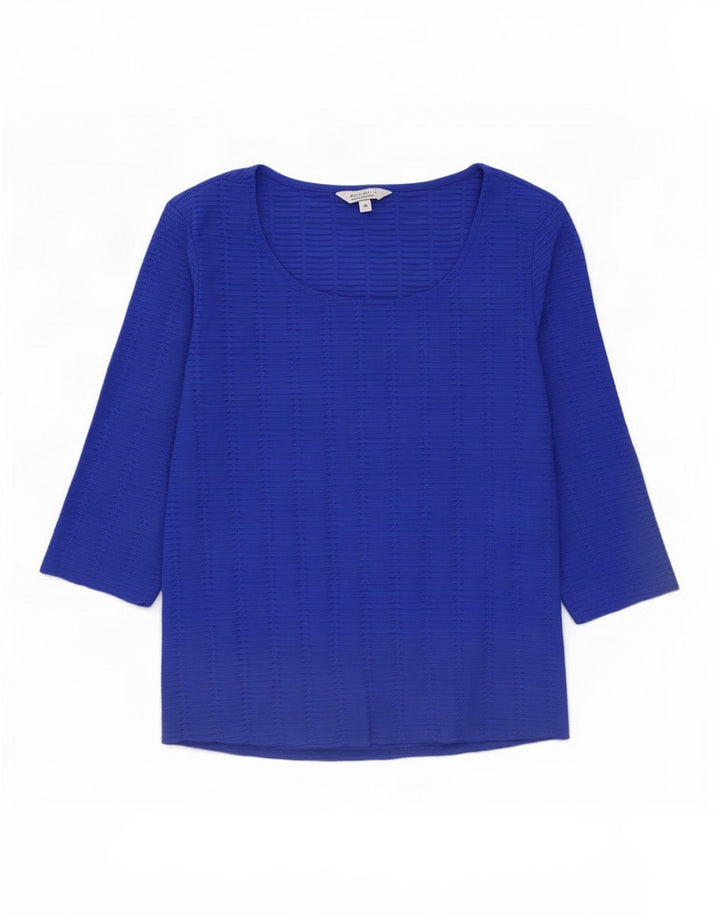 Marks & Spencer Donna Per Una Top Manica 3/4 UK 14 Blu Medio Poliammide