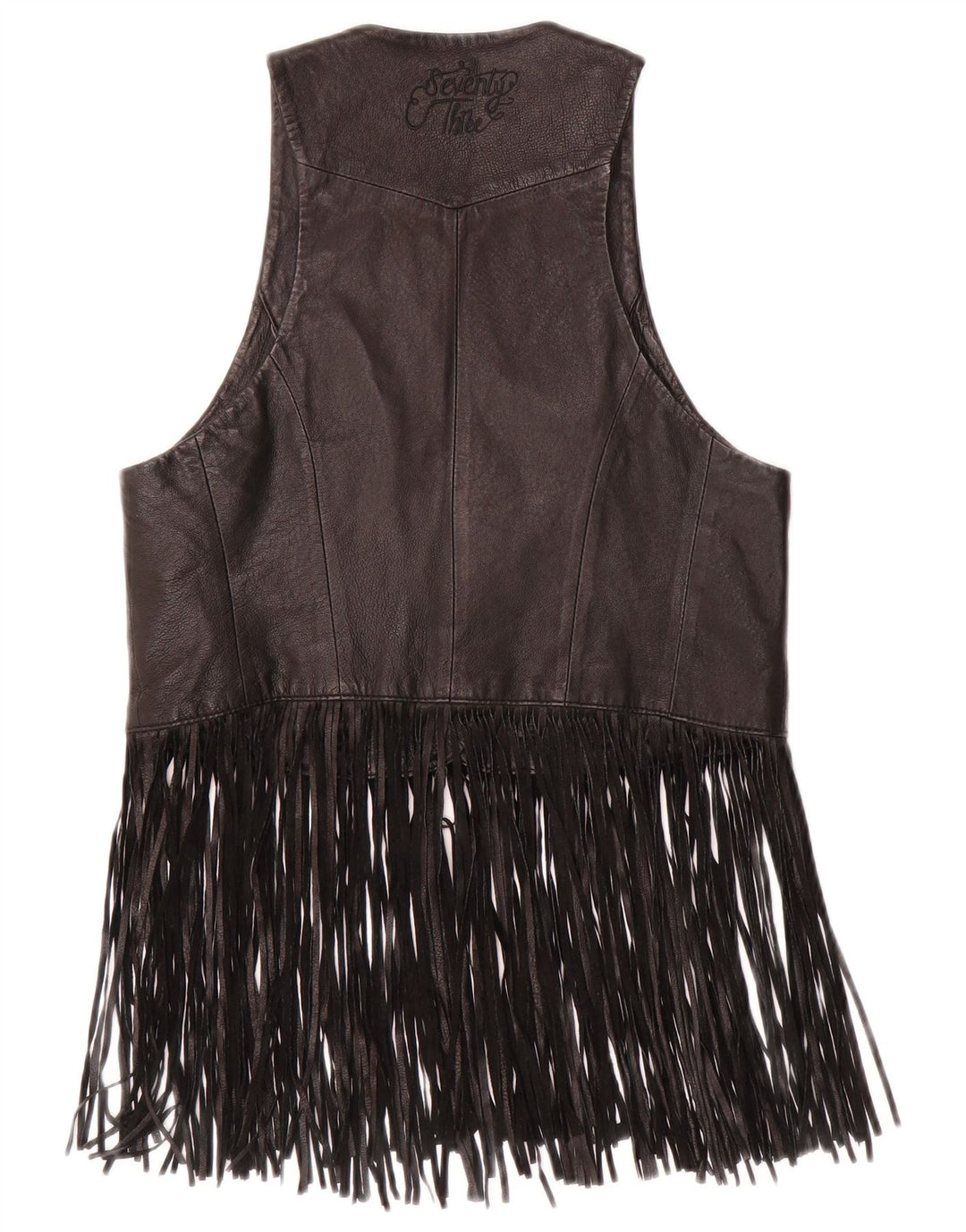 PEPE JEANS Gilet in pelle da donna UK 10 Piccolo cowboy in pelle nera