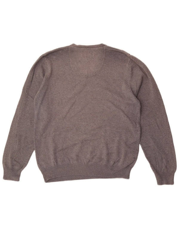 Maglione da uomo Marks & Spencer con scollo a V blu Harbour in cotone grigio medio