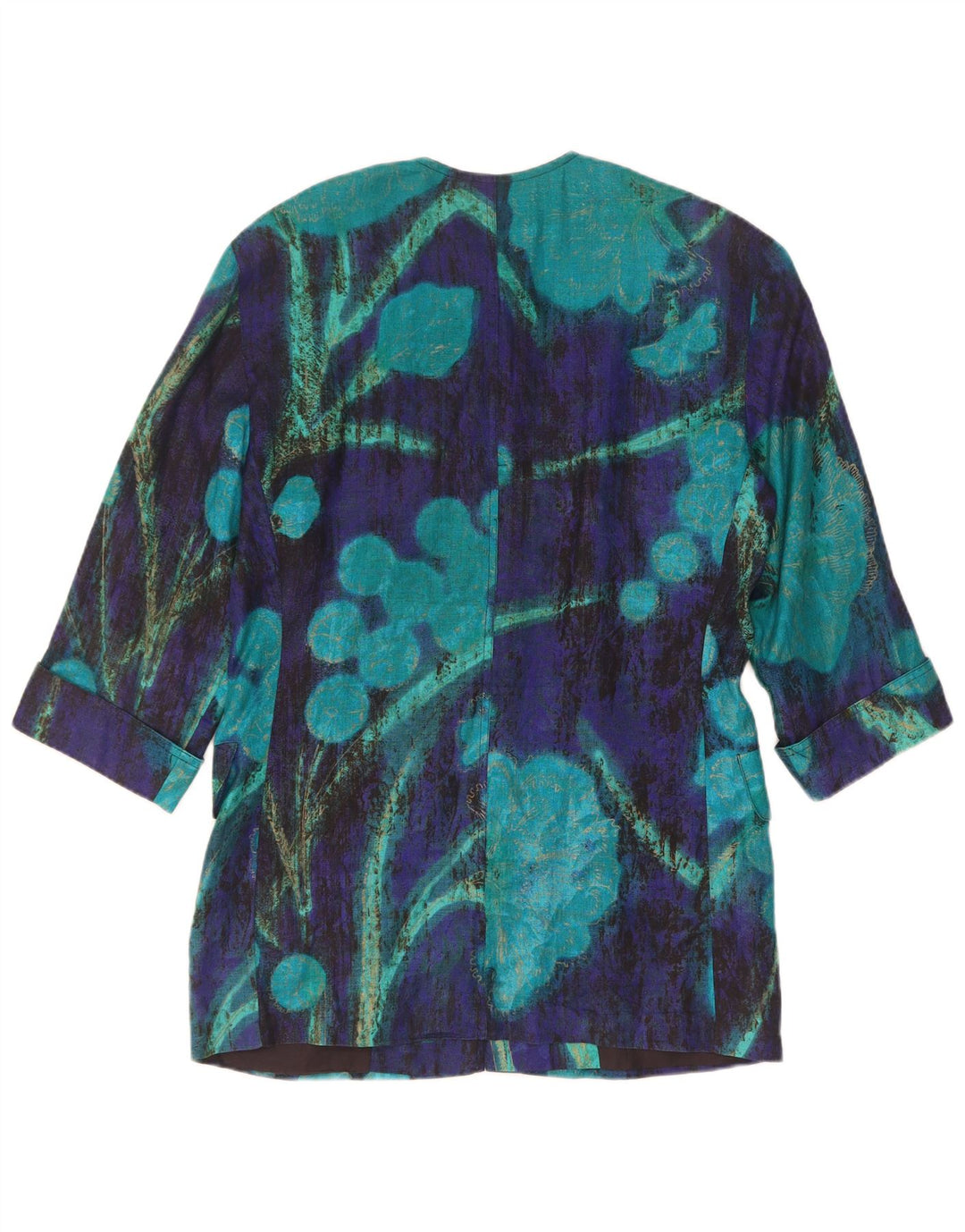 Giacca blazer da donna Max Mara con maniche a 3/4 e 7 bottoni UK 14 Blu medio floreale