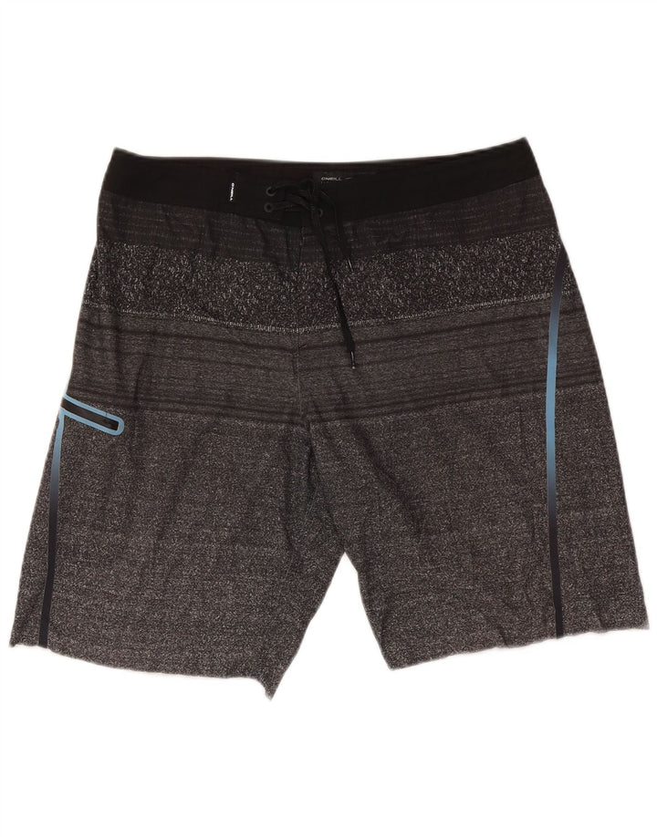 Pantaloncini da bagno da uomo O'Neill in viscosa a righe grigie grandi