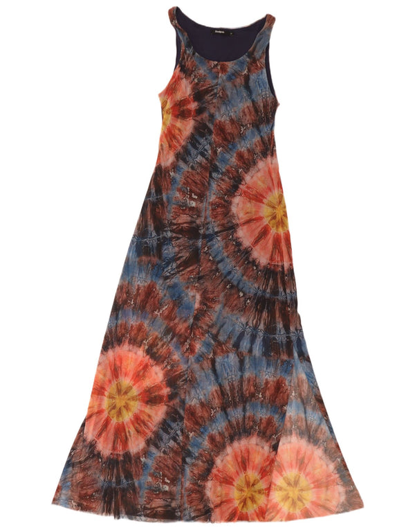 Desigual Abito lungo senza maniche da donna UK 12 Medio multicolore Tie Dye