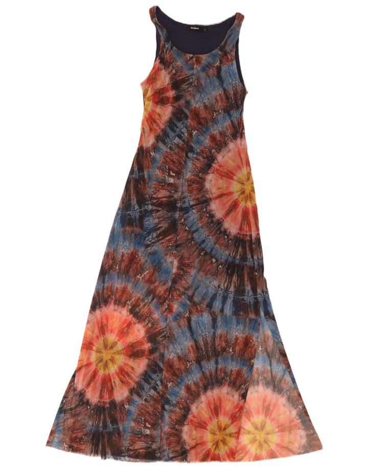 Desigual Abito lungo senza maniche da donna UK 12 Medio multicolore Tie Dye