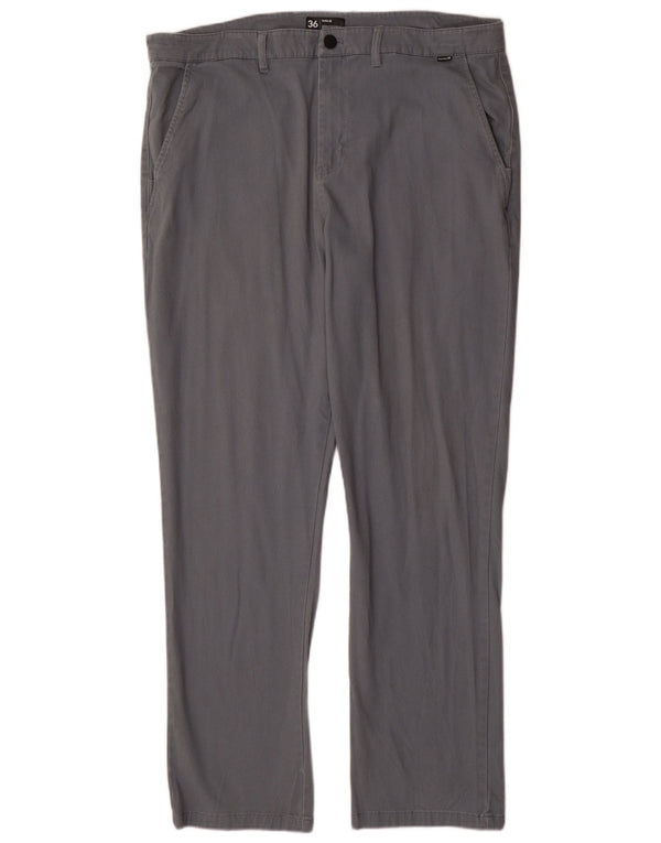 Pantaloni chino dritti da uomo HURLEY W36 L32 in cotone grigio