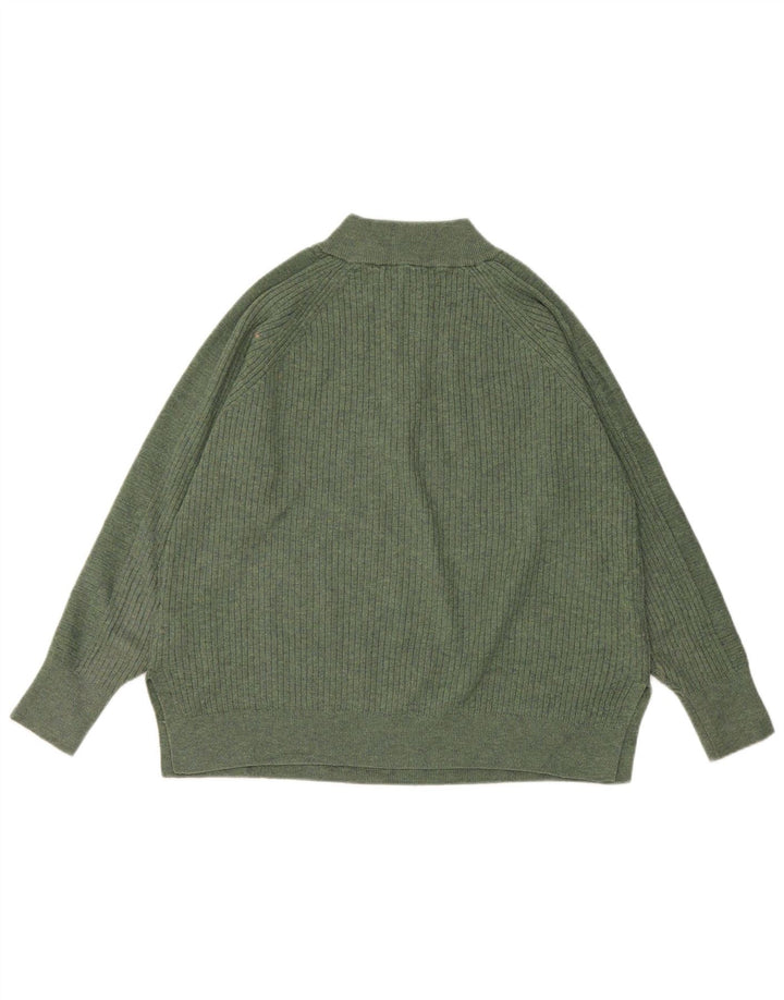 Maglione maglione con collo con zip da donna Marks & Spencer UK 14 Poliestere verde medio