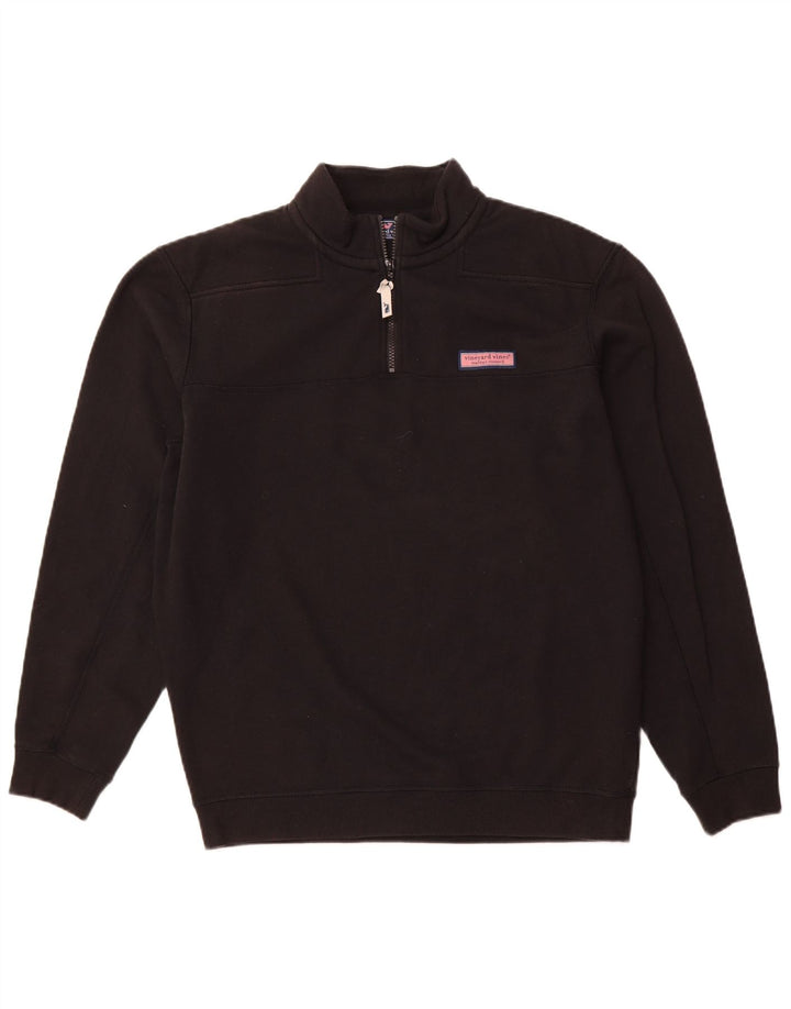VINEYARD VINES Felpa da uomo con vestibilità ampia e collo con zip, maglione medio nero