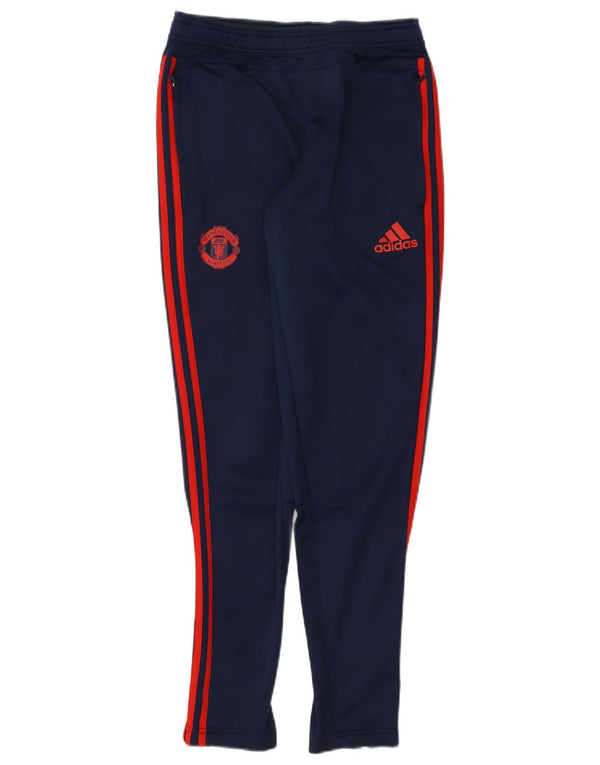 Pantaloni da tuta da uomo Adidas Manchester United piccoli in poliestere blu navy