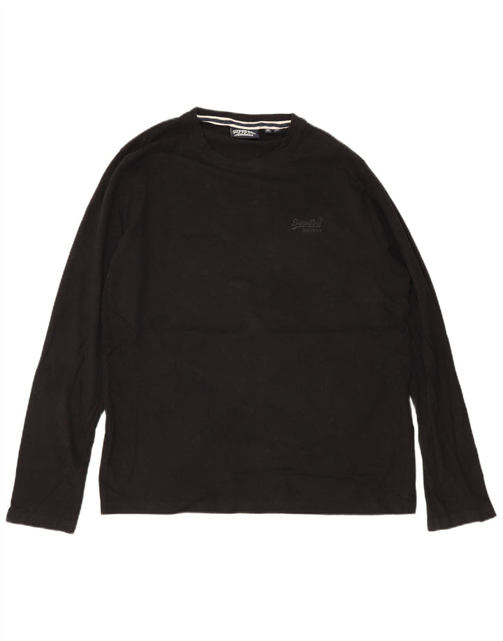 Top da uomo a maniche lunghe Superdry 2XL in cotone nero