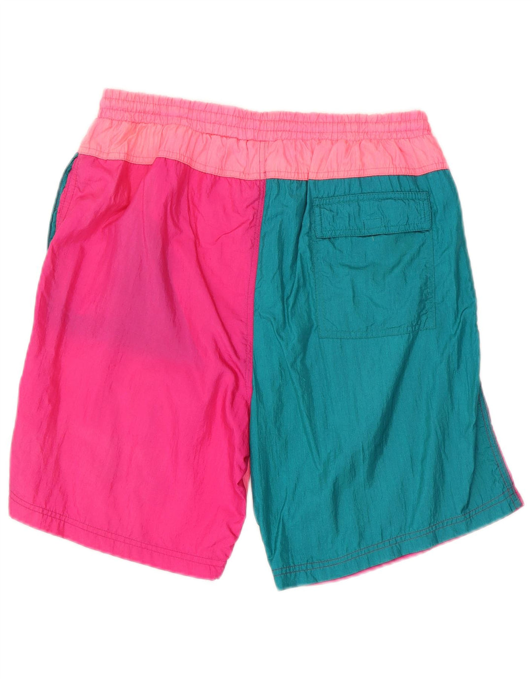 Costume da bagno vintage da uomo XL rosa color block in poliammide