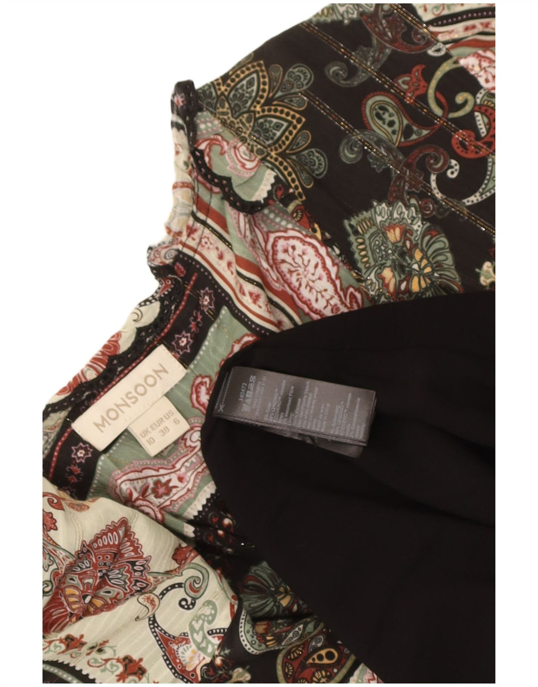 Abito lungo da donna con maniche a 3/4 Monsoon UK 10 Piccolo patchwork multicolore