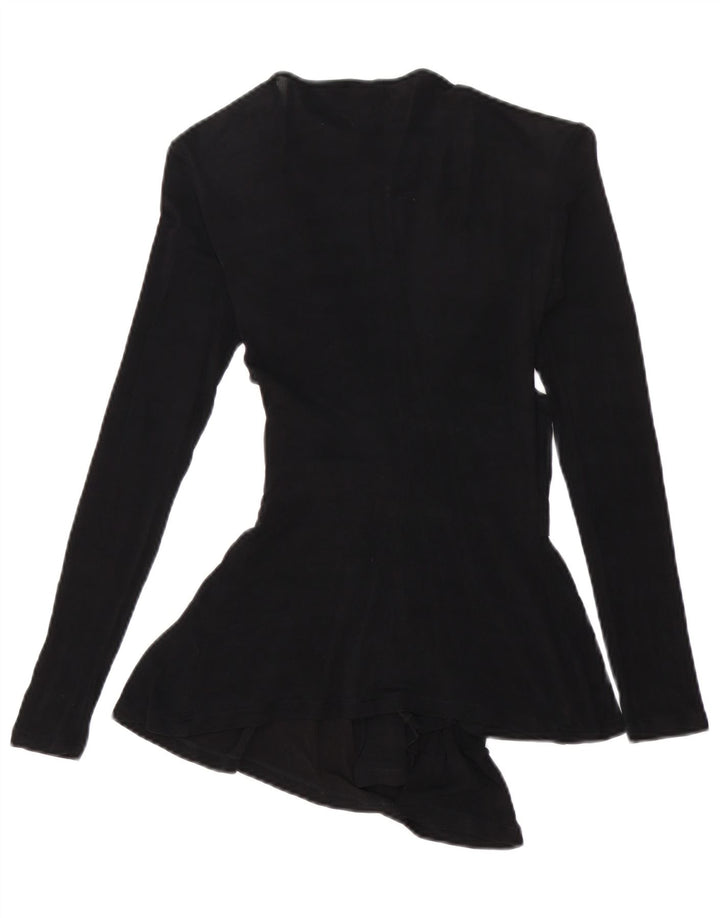 Blusa Donna Manica Lunga Elisabetta Franchi Top IT 40 Small Nero Cupro