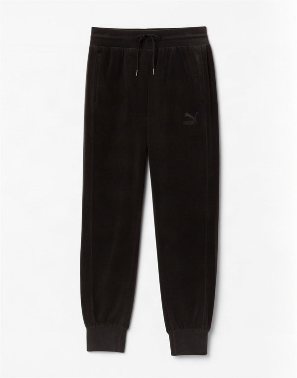 Pantaloni da tuta da donna in velluto Puma da jogging UK 6 XS cotone nero