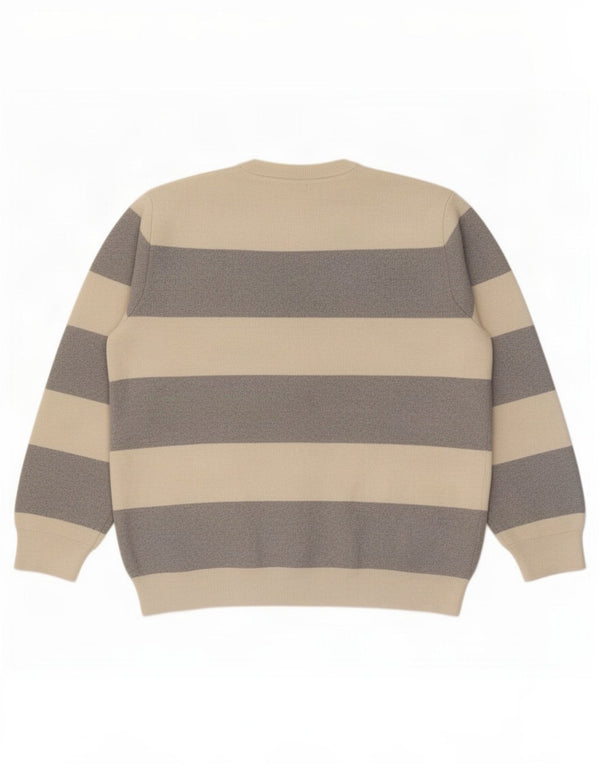 Maglione maglione girocollo da uomo Marks & Spencer XL poliestere a righe beige