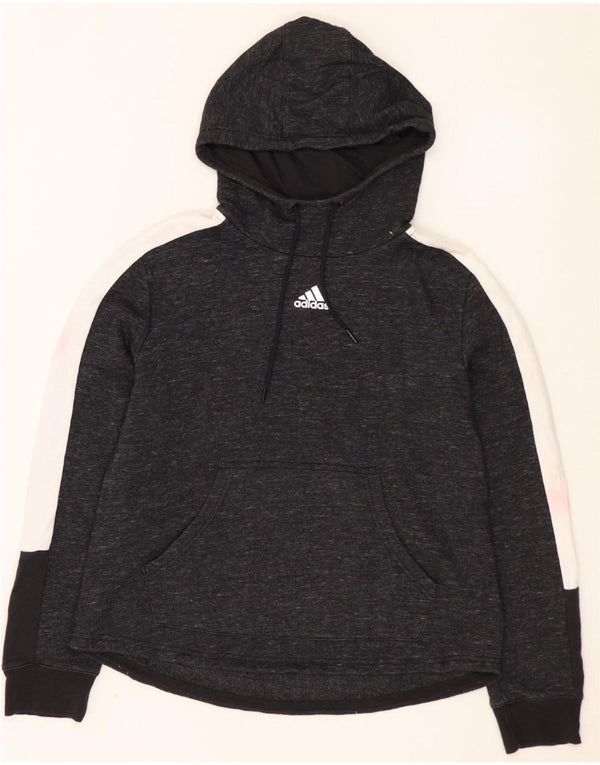Felpa con cappuccio da donna ADIDAS UK 16/18 Large in cotone color block grigio