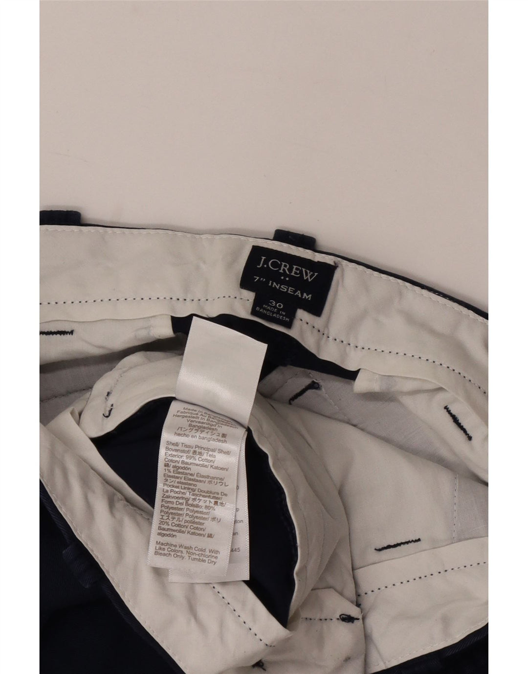 Pantaloncini chino da uomo J. Crew W30 cotone blu navy medio