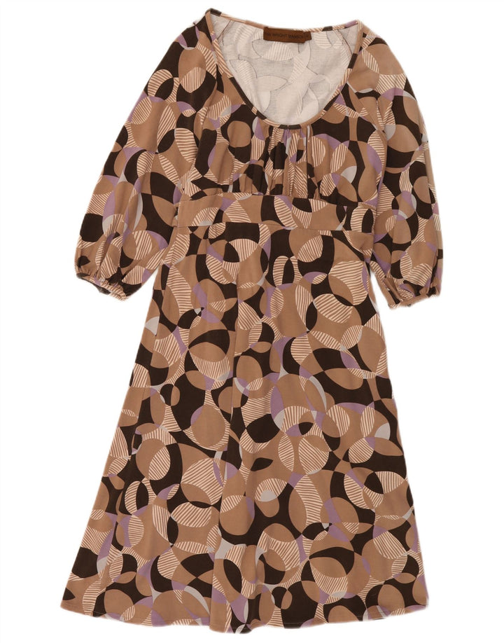 Abito a trapezio da donna Fenn Wright Manson UK 8 piccolo cotone geometrico beige
