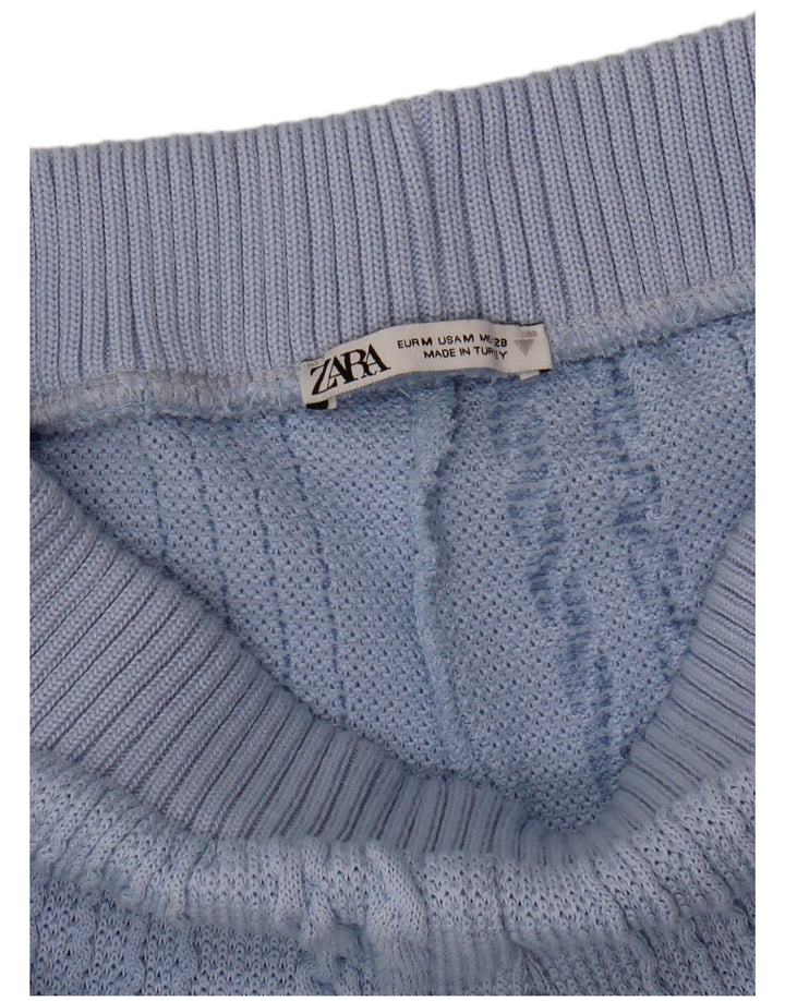 ZARA Womens Crop Knit 2 Piece Set UK 12 Medium Blue