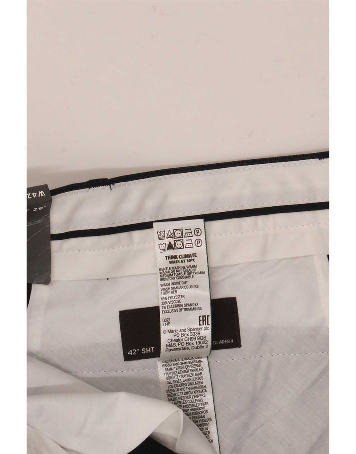 Pantaloni chino da uomo Marks & Spencer W42 L29 poliestere blu navy