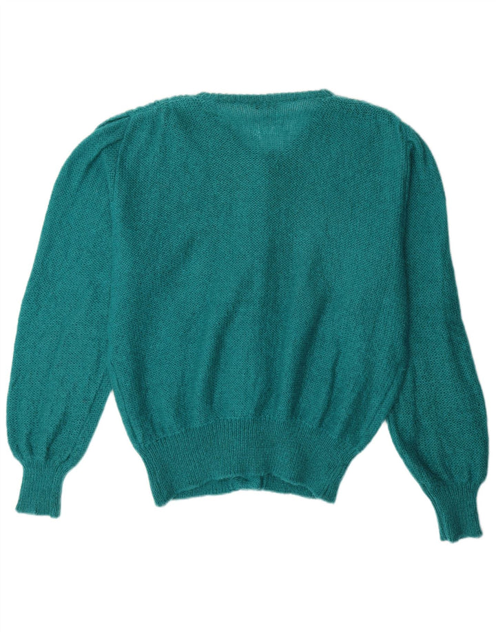 Maglione cardigan da donna VINTAGE UK 14 grande mohair verde