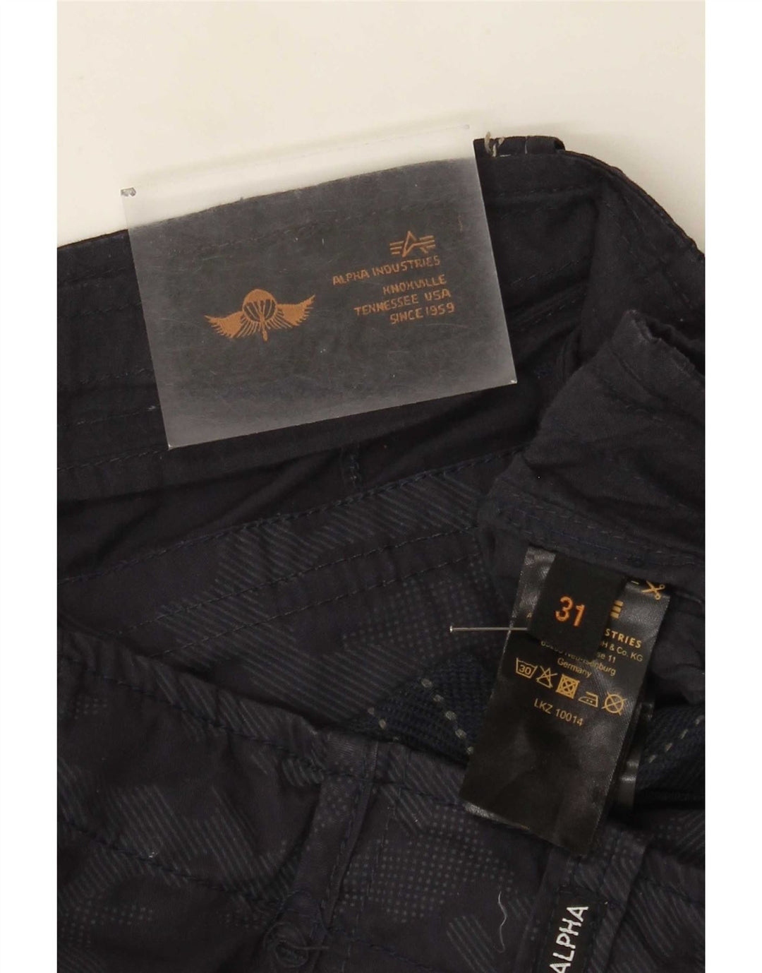 Pantaloncini cargo da uomo Alpha Industries W31 cotone mimetico medio blu navy