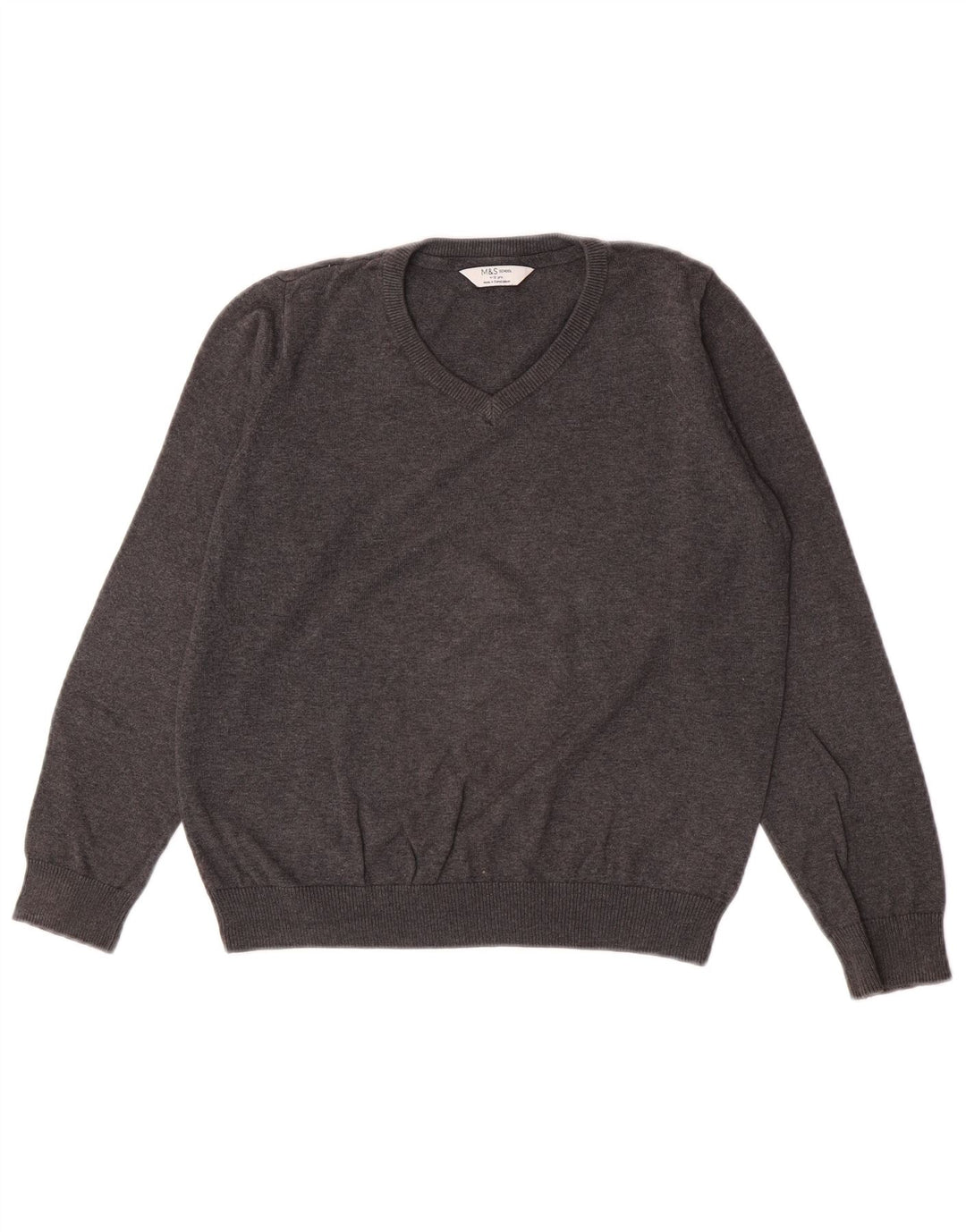 Maglione Marks & Spencer per ragazzi con scollo a V 11-12 anni in cotone grigio